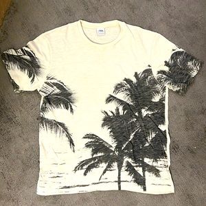 Zara shirt - palm trees white/black pattern